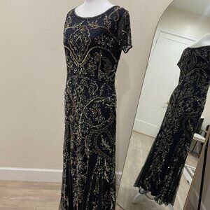 Navy Blue Beaded Gown